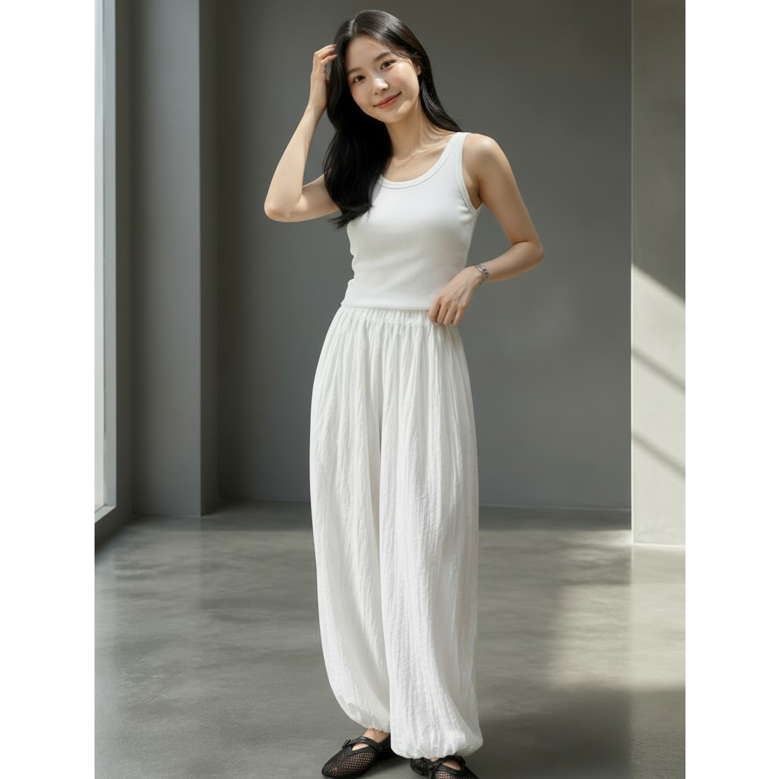 쿨링 실키 벌룬 조거 하렘 팬츠