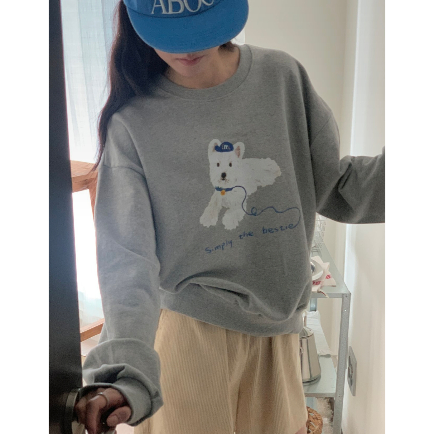 강아지 라운드 맨투맨 귀여운 캐주얼 기본템