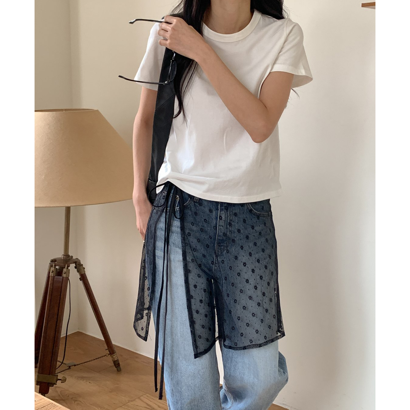 훌라 시스루 레이어드 랩스커트 기장선택 플로 레이스 랩치마 레이어드룩 상세 이미지 9