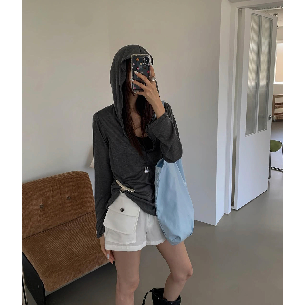 썬 커버 여름 긴팔 후드 티셔츠