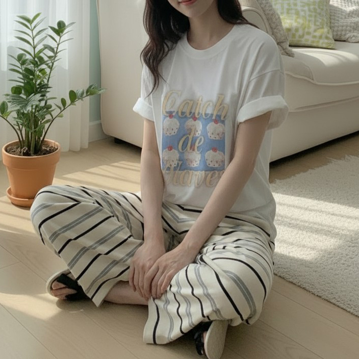 머핀 디지털 나염 반팔 박스티
