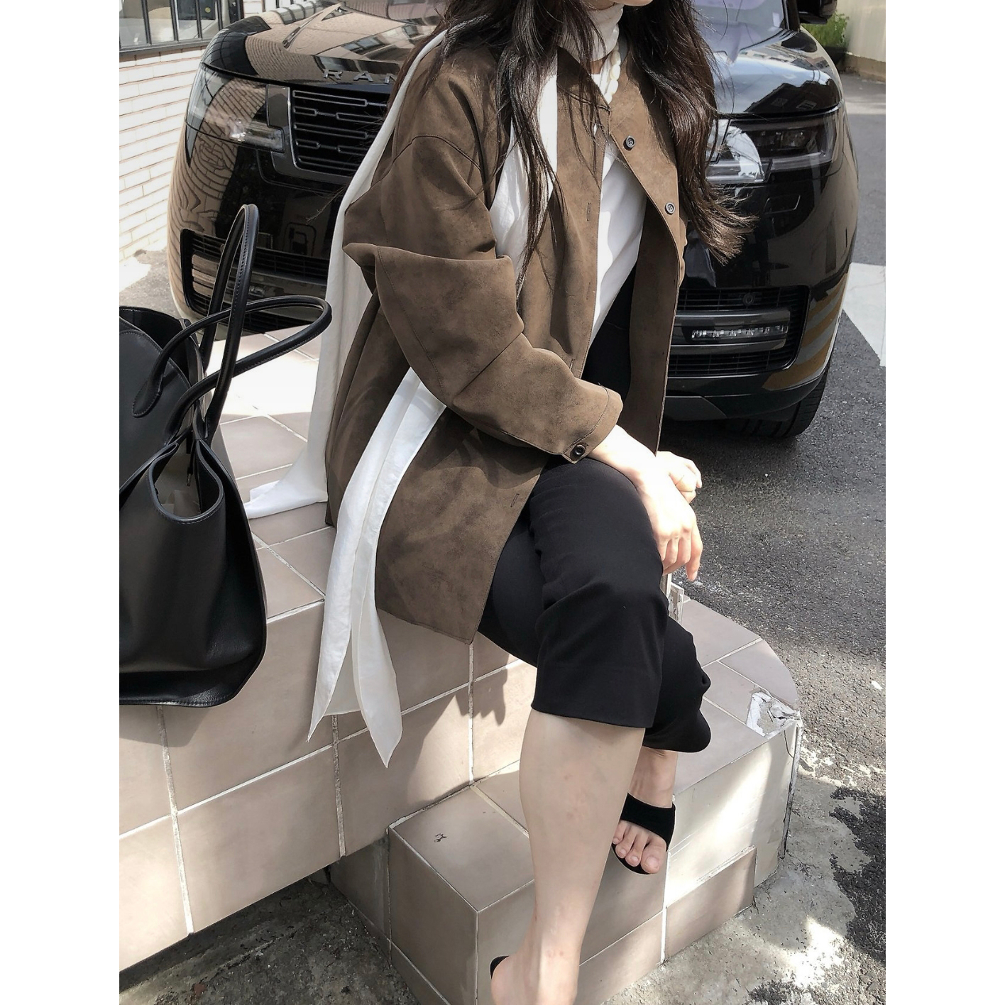 26FW 니드 루즈핏 스웨이드 하프 코트