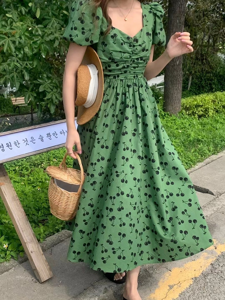 바로발송 플로 나염 롱 원피스
