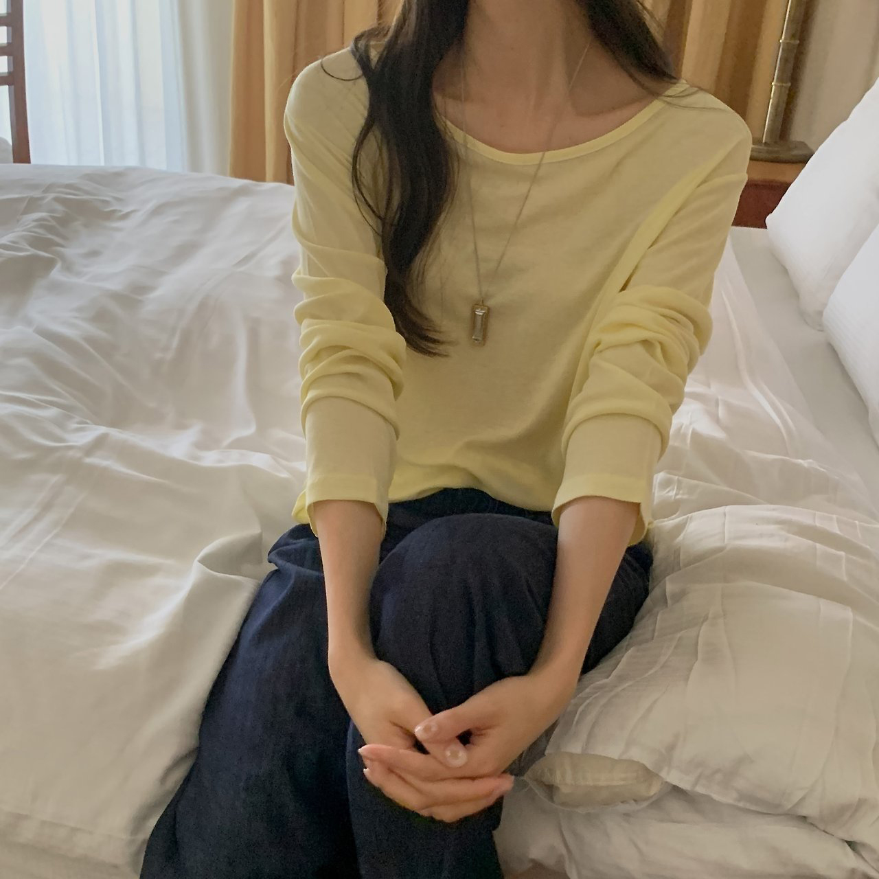 여름신상 부들 찰랑한 긴팔 루즈핏 티셔츠 살안타템