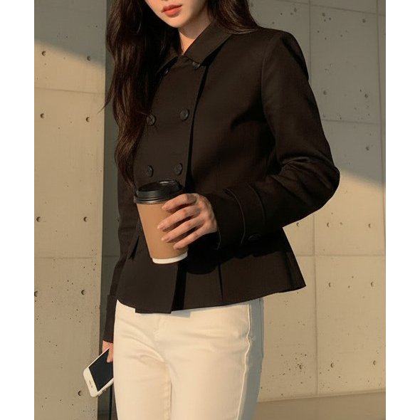 테드 슬림핏 숏 트렌치 자켓