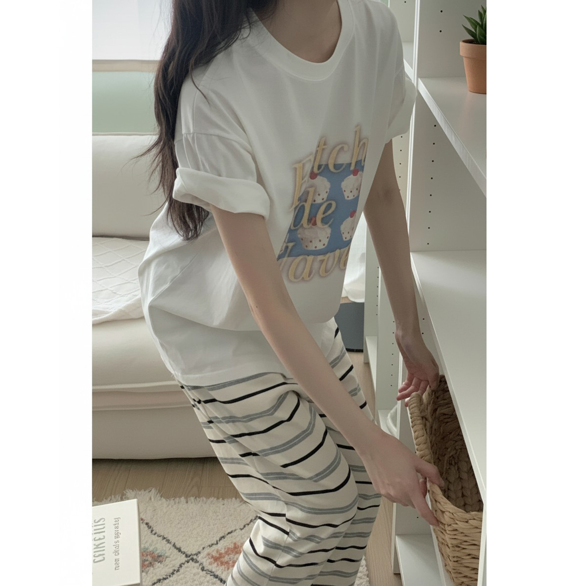 머핀 디지털 나염 반팔 박스티