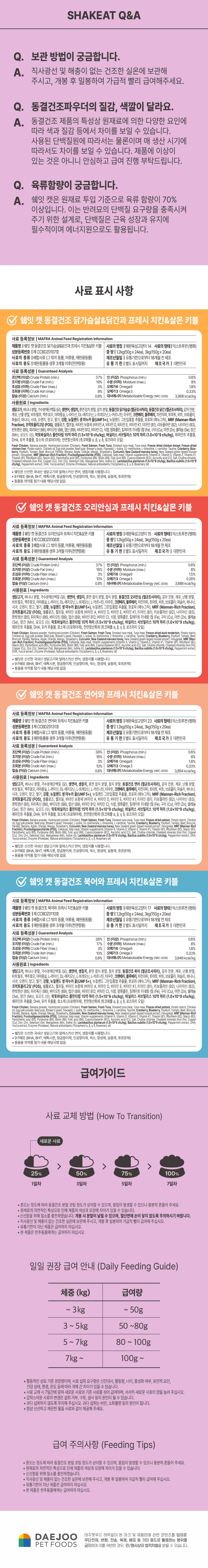 [회원한정] 쉨잇 캣 사료 50g 4개(닭가슴살&닭간,북어,연어,오리안심)