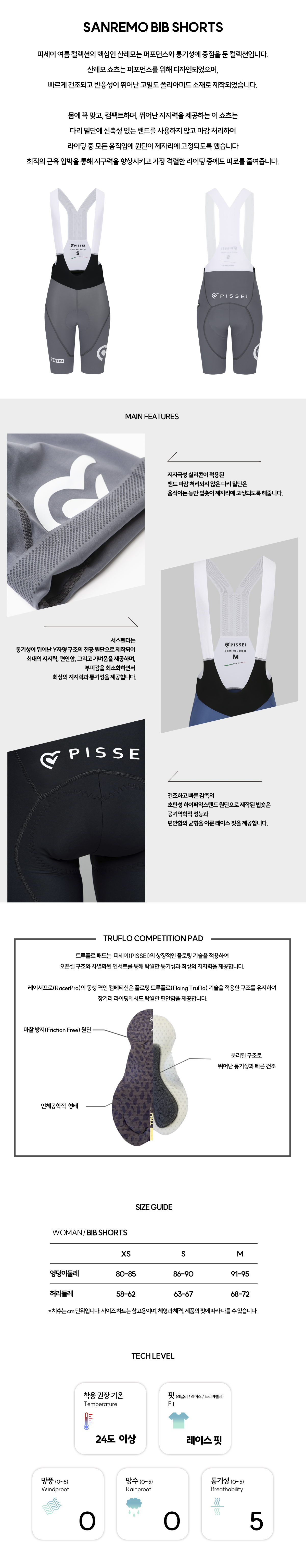 PISSEI 2026 SANREMO WOMEN BIBSHORTS (GREY)