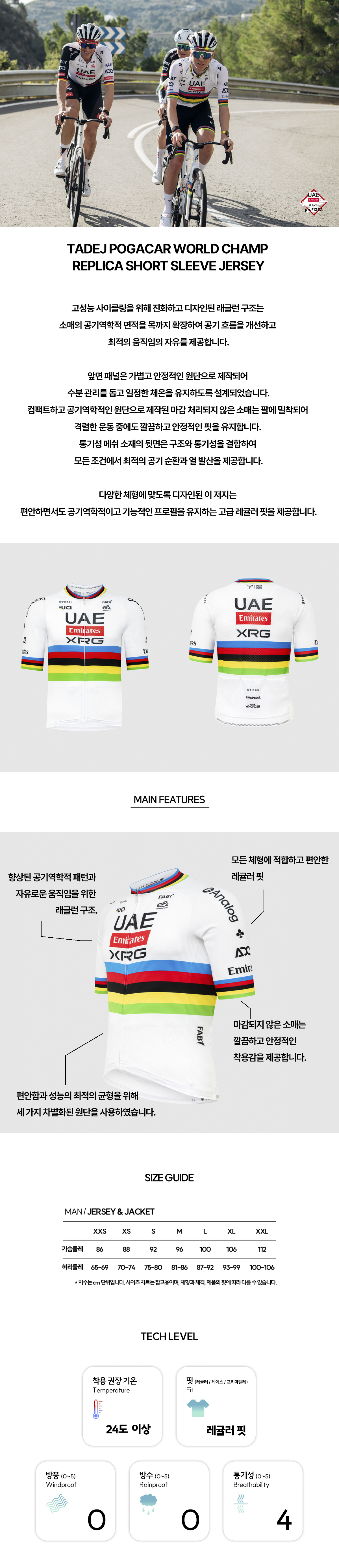 2026 TADEJ POGACAR WORLD CHAMP REPLICA SHORT SLEEVE JERSEY