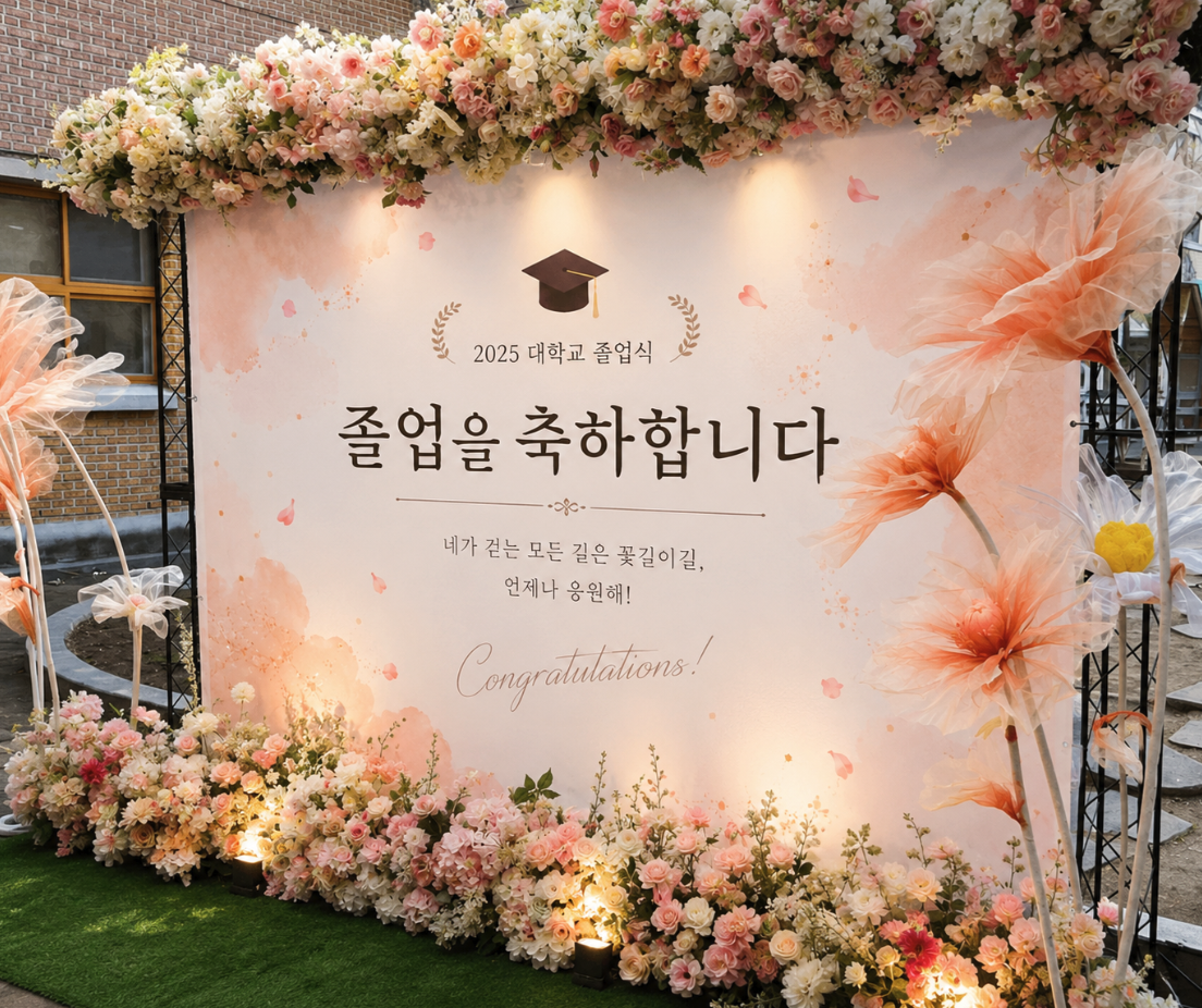 졸업식 현장에 설치한 포토월