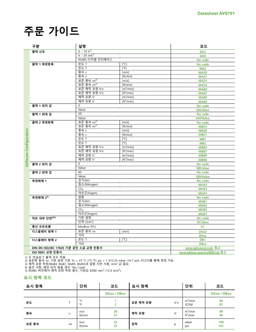 E+E AVS701 산업용 고정밀 풍속 센서(풍속계)