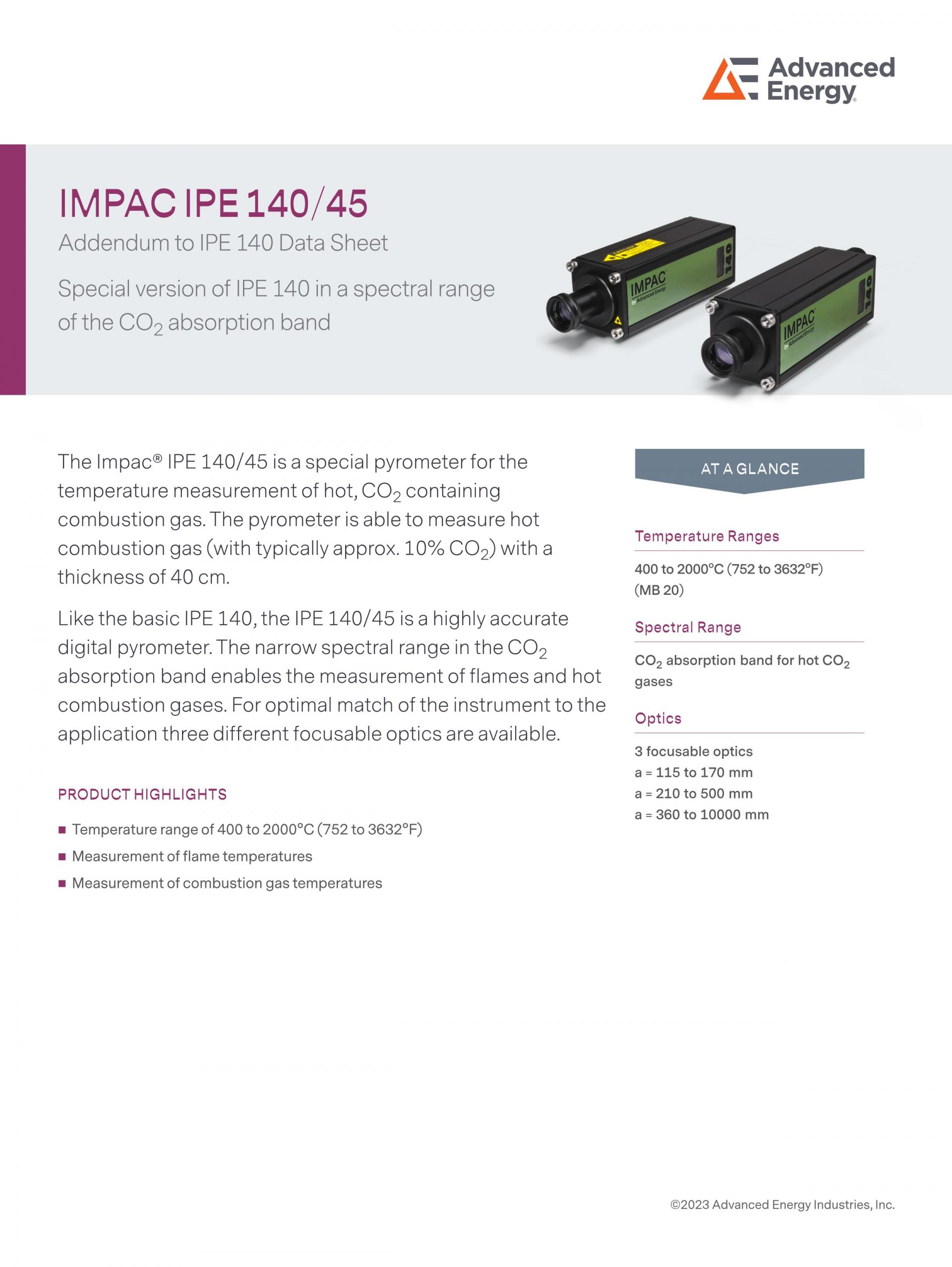 ADVANCED ENERGY 어드밴스드 에너지 IPE 140/45 고온계 ☆ 가격문의