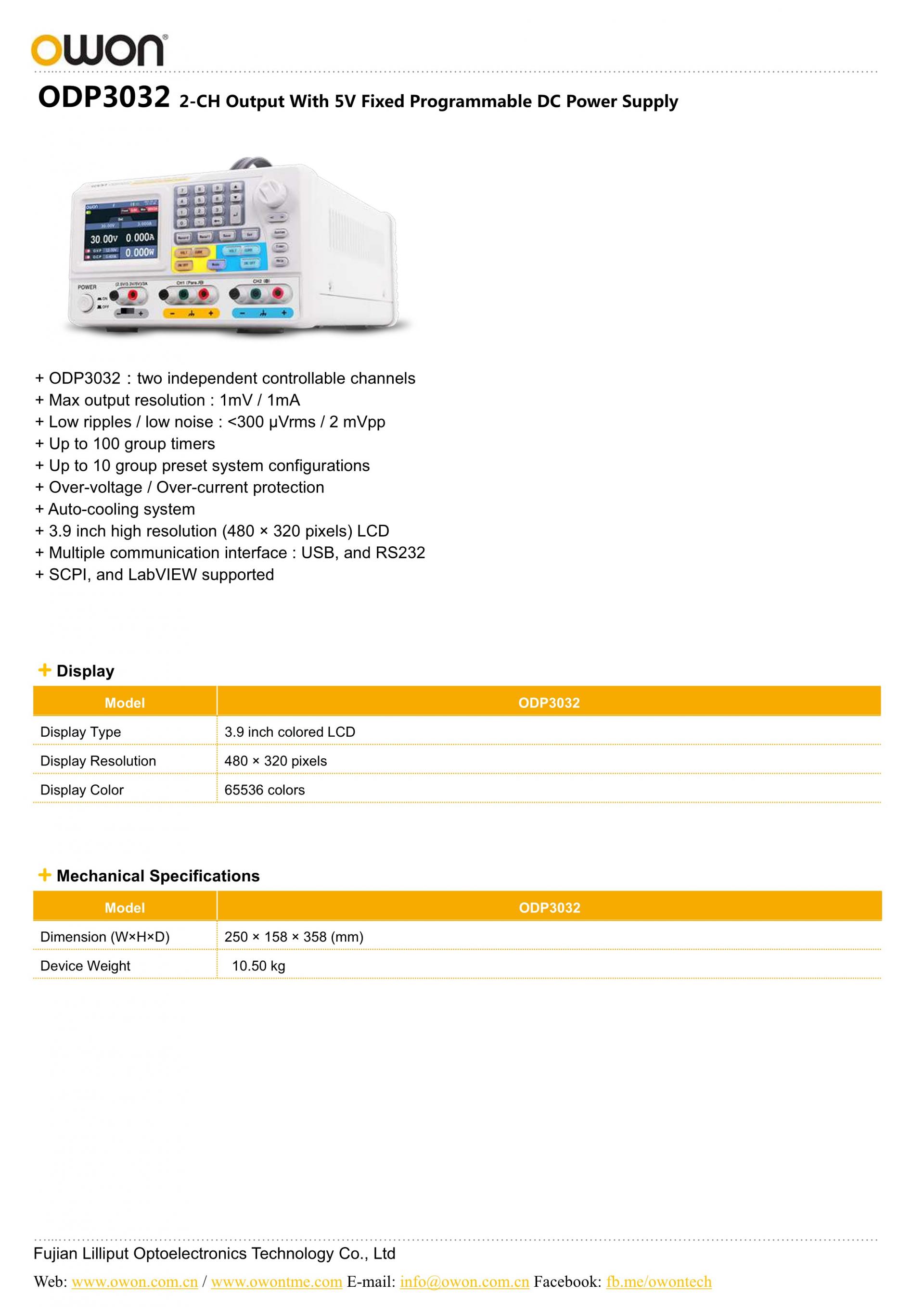 OWON ODP3032 2CH DC 전원공급장치 지니어스허브