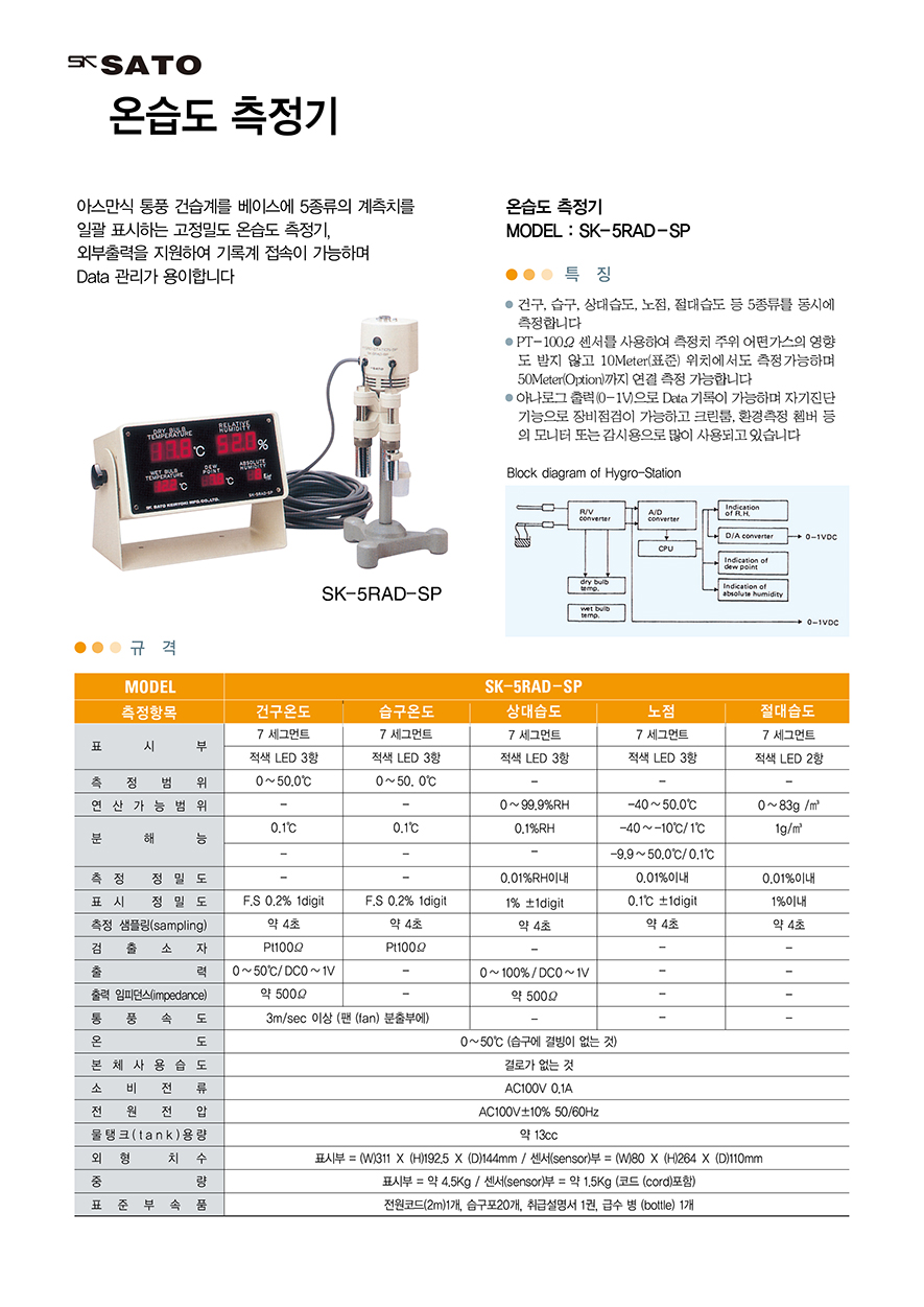 SK SATO SK-5RAD-SP 온습도측정기