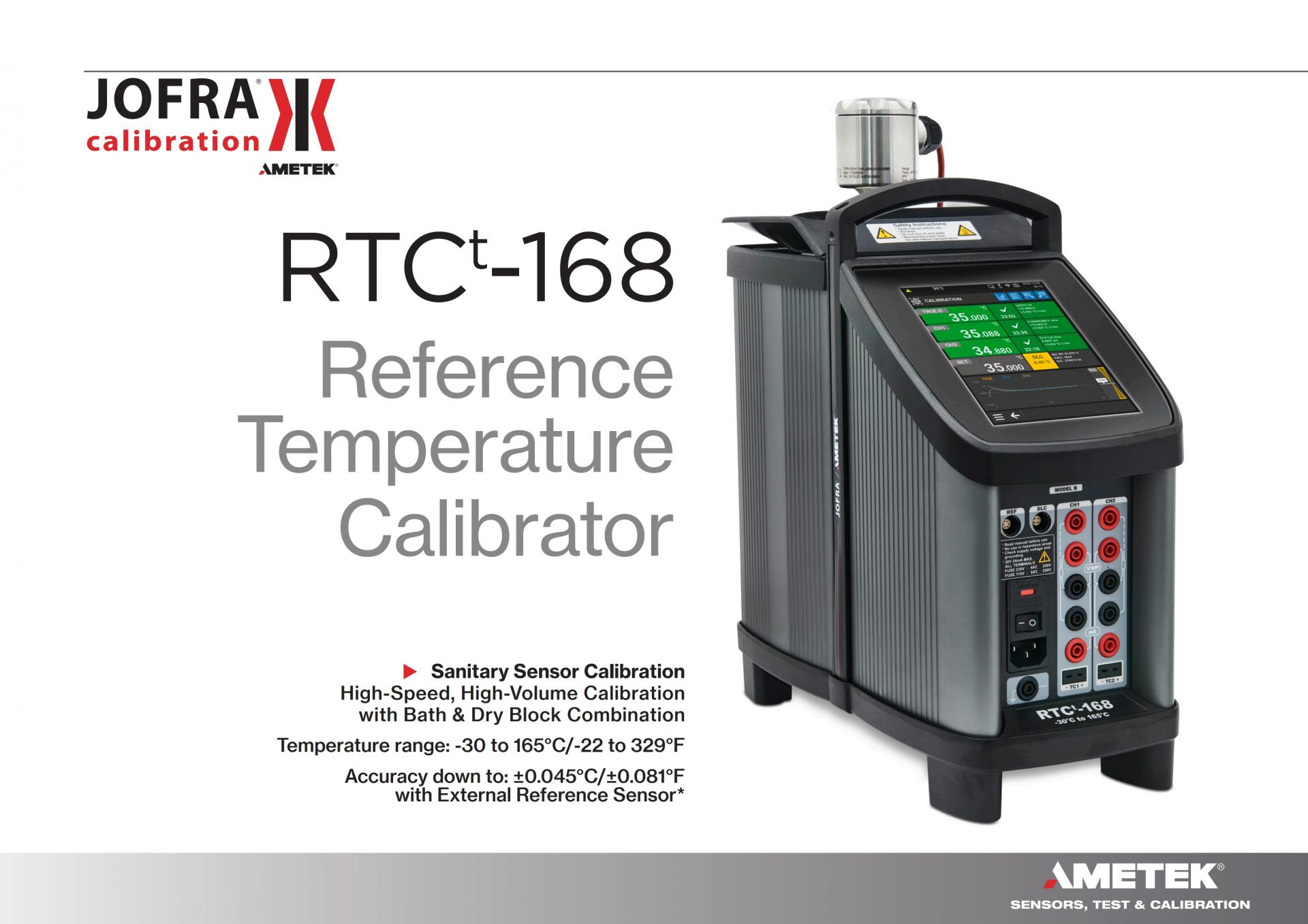 AMETEK RTCt-168 위생 센서용 건식/습식 하이브리드 교정기 (-30°C ~ 165°C)
