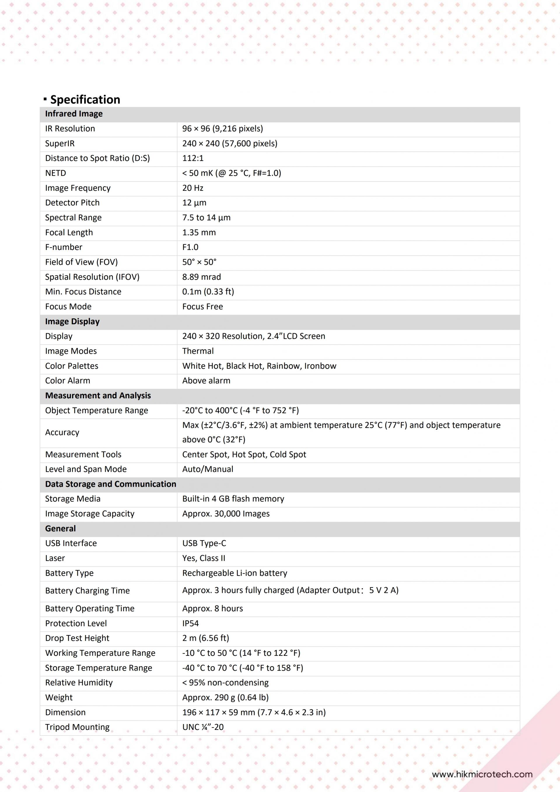 HIKMICRO E01 휴대용 열화상카메라