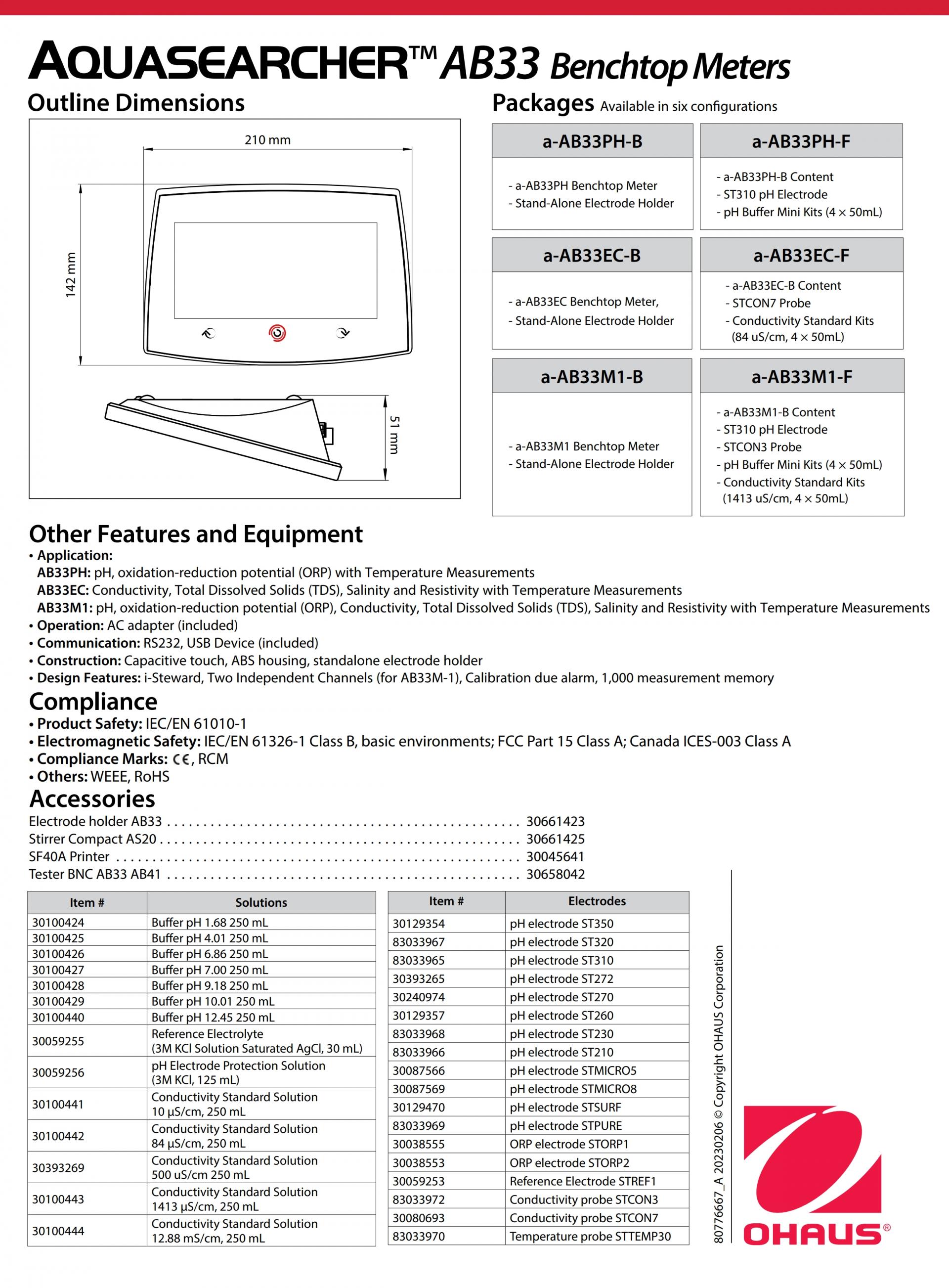 OHAUS AB33PH AQUASEARCHER 수질측정기