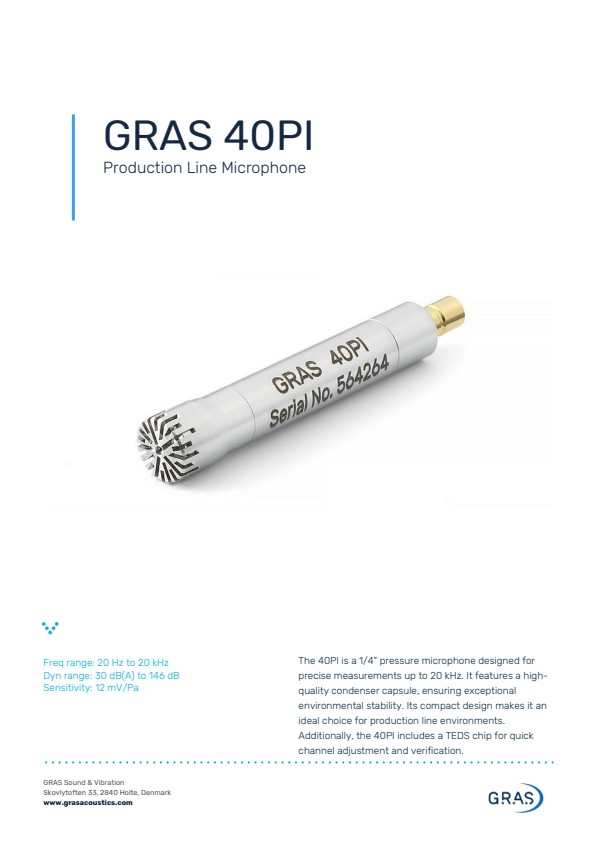 GRAS 40PI 생산 라인 마이크로폰