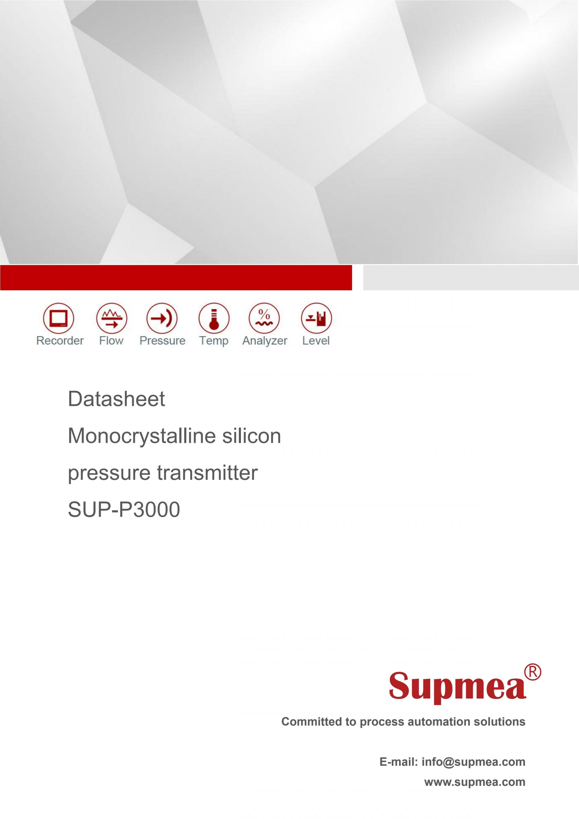 SUPMEA SUP-P3000 압력 트랜스미터