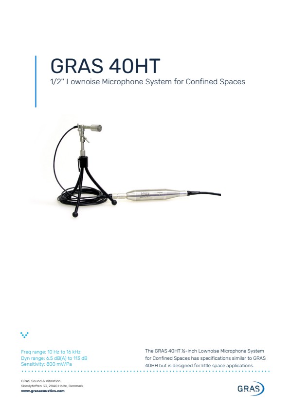 GRAS 40HT 협소공간용 1/2인치 저소음 마이크 시스템