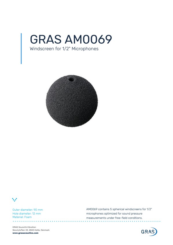 GRAS AM0069 1/2 마이크용 윈드스크린