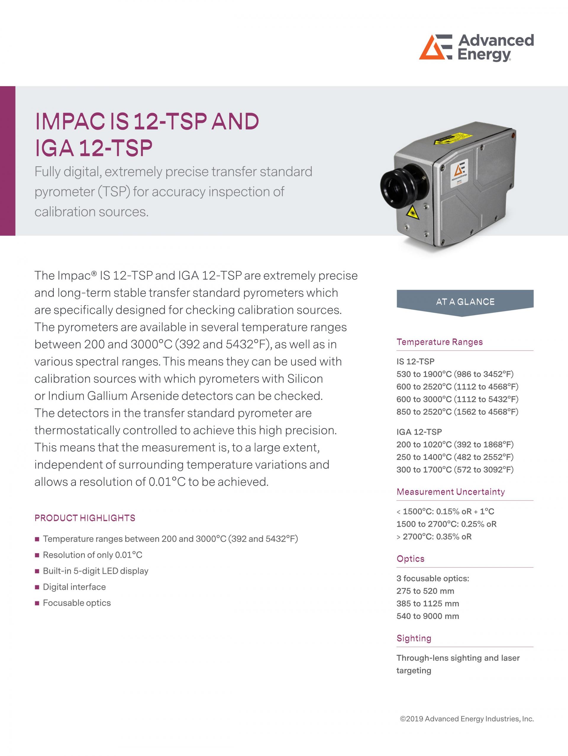ADVANCED ENERGY 어드밴스드 에너지 IS 12-TSP 고온계 ☆ 가격문의