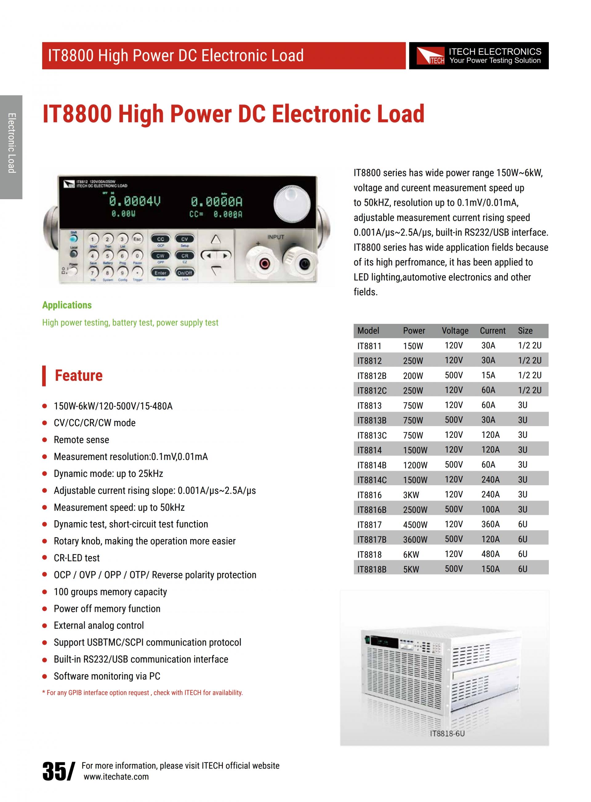 ITECH IT8800 고정밀 로드