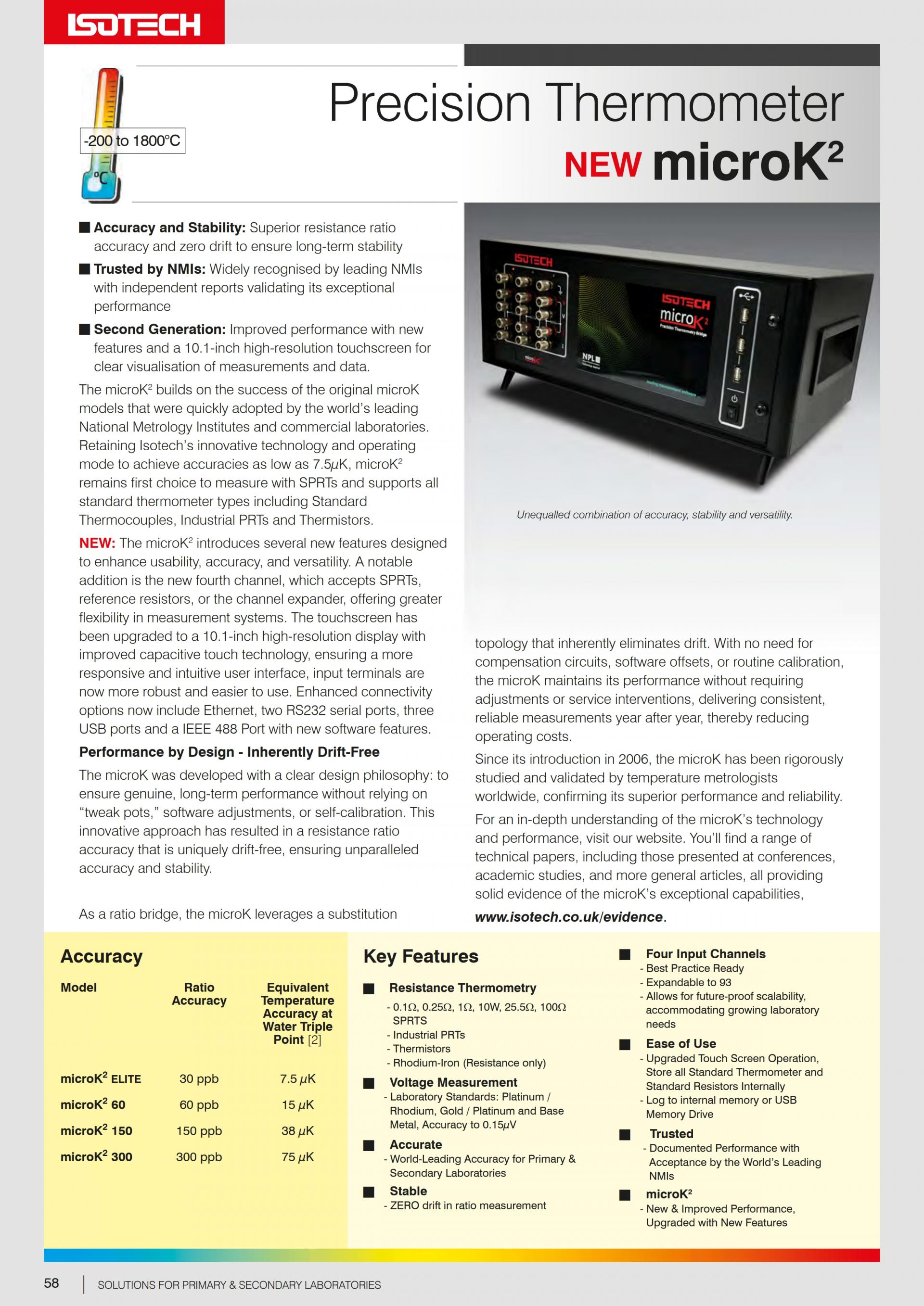 ISOTECH microK² 정밀 온도 측정 브리지 (-260°C ~ 1800°C)