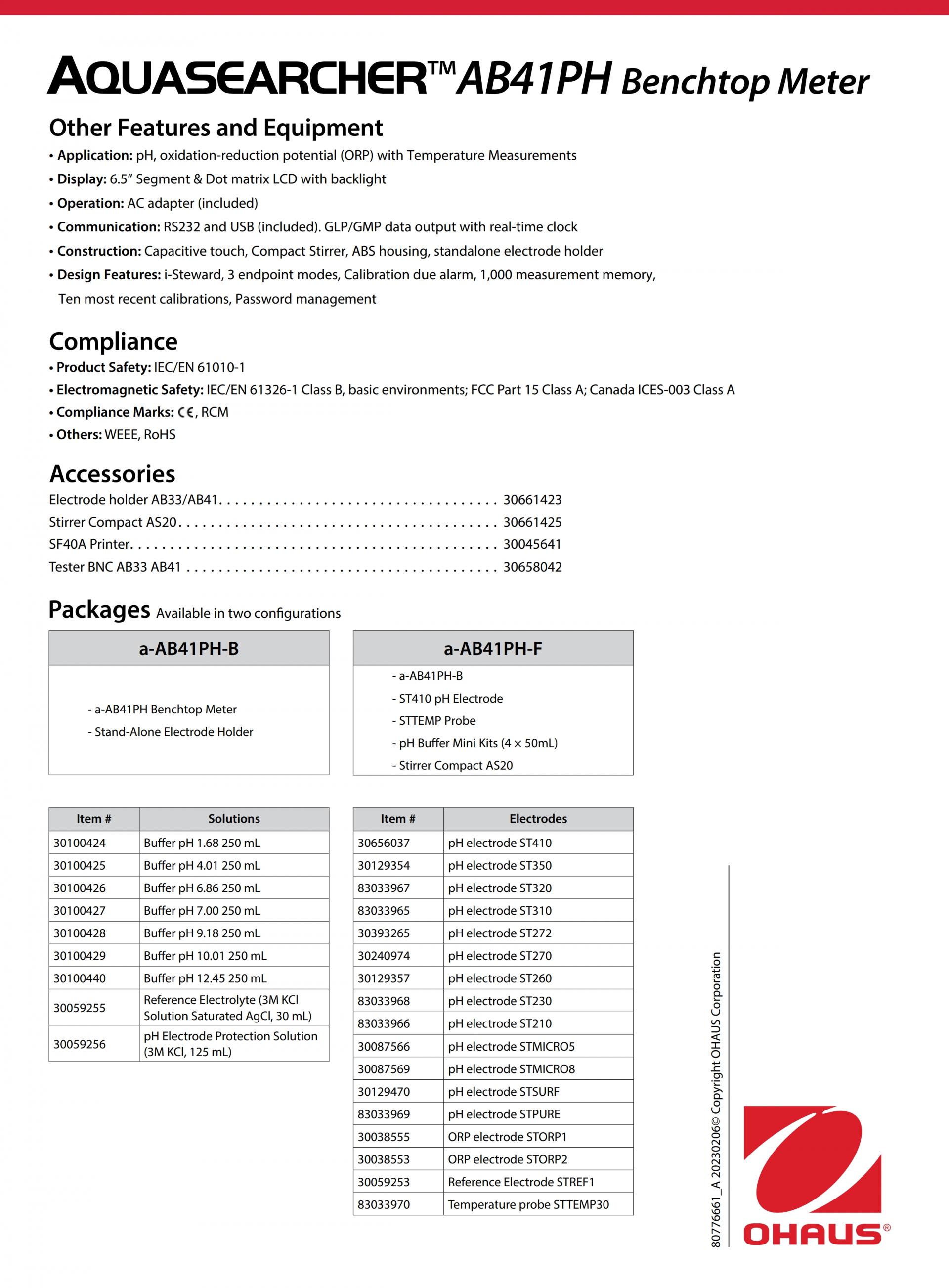 OHAUS AB41PH AQUASEARCHER PH미터