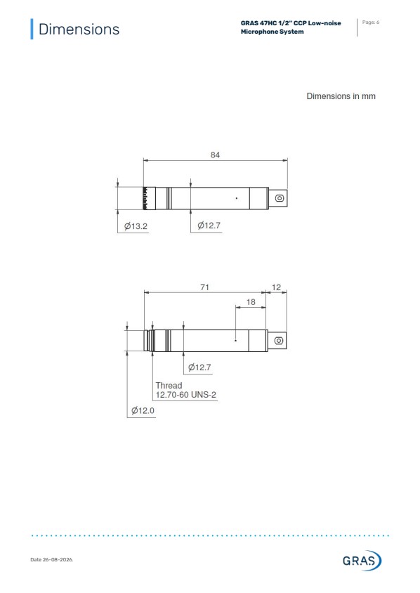 GRAS 47HC 1/2인치 CCP 저소음 마이크 시스템