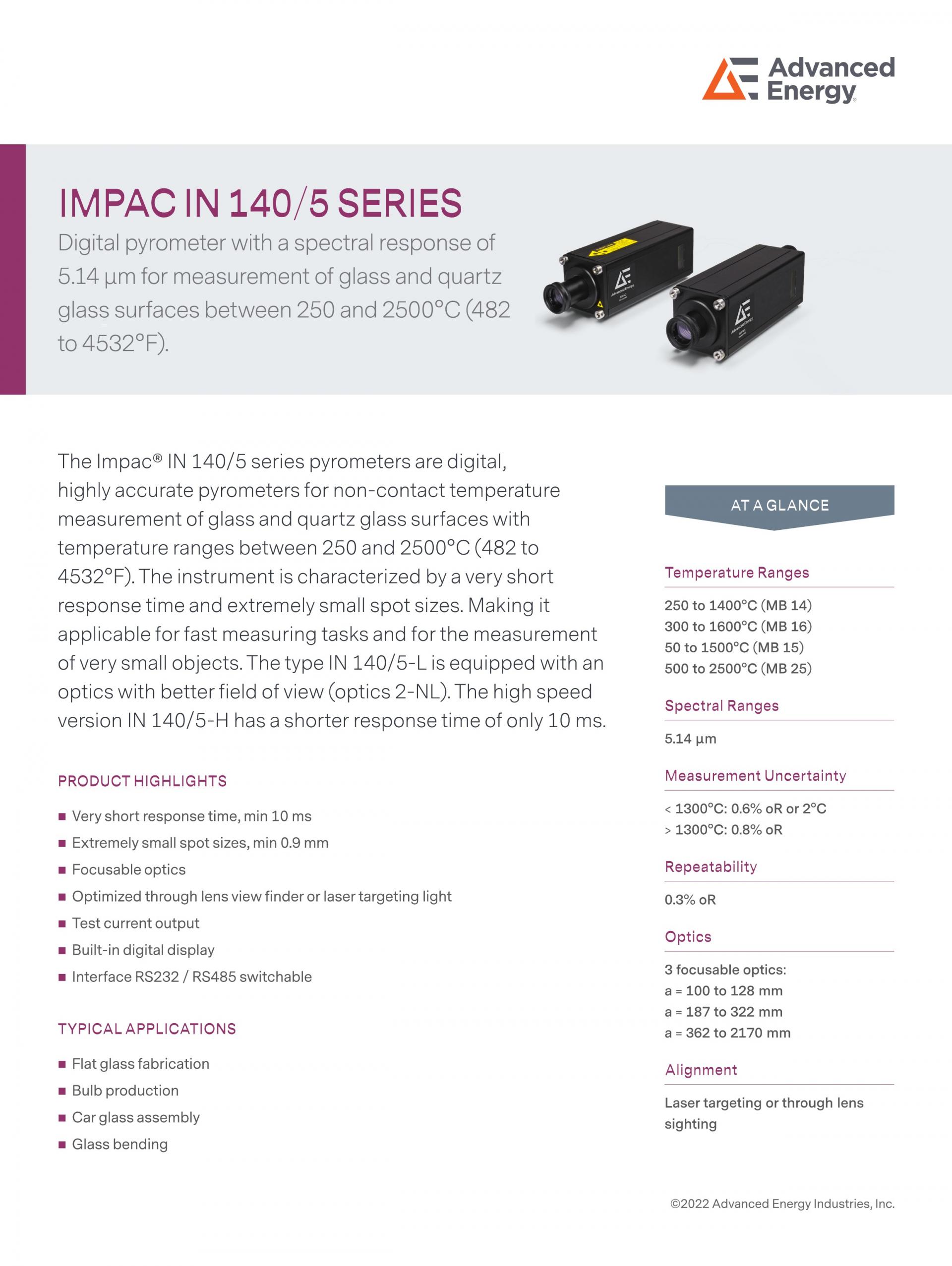 ADVANCED ENERGY 어드밴스드 에너지 IN 140/5-H 고온계 ☆ 가격문의