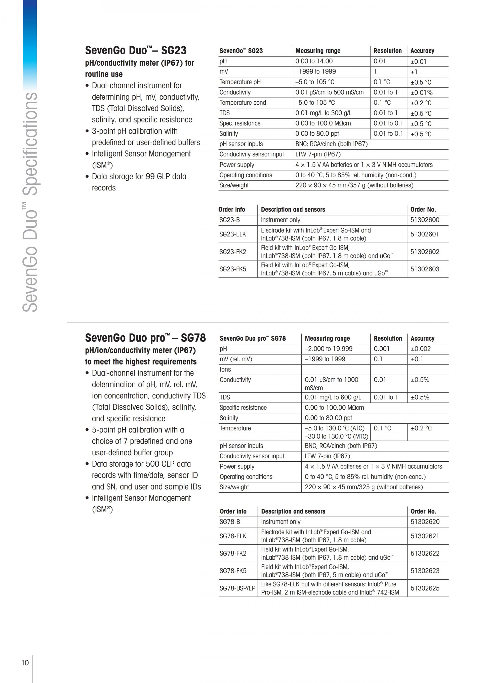 METTLER TOLEDO SevenGo & SevenGo Duo 휴대용 pH 측정기