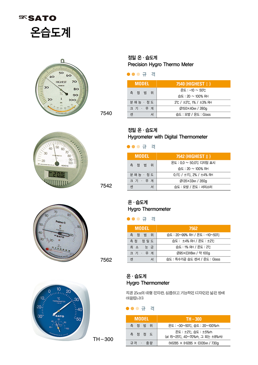 SK SATO 7540 & 7542 & 7562 & TH-300 온습도계