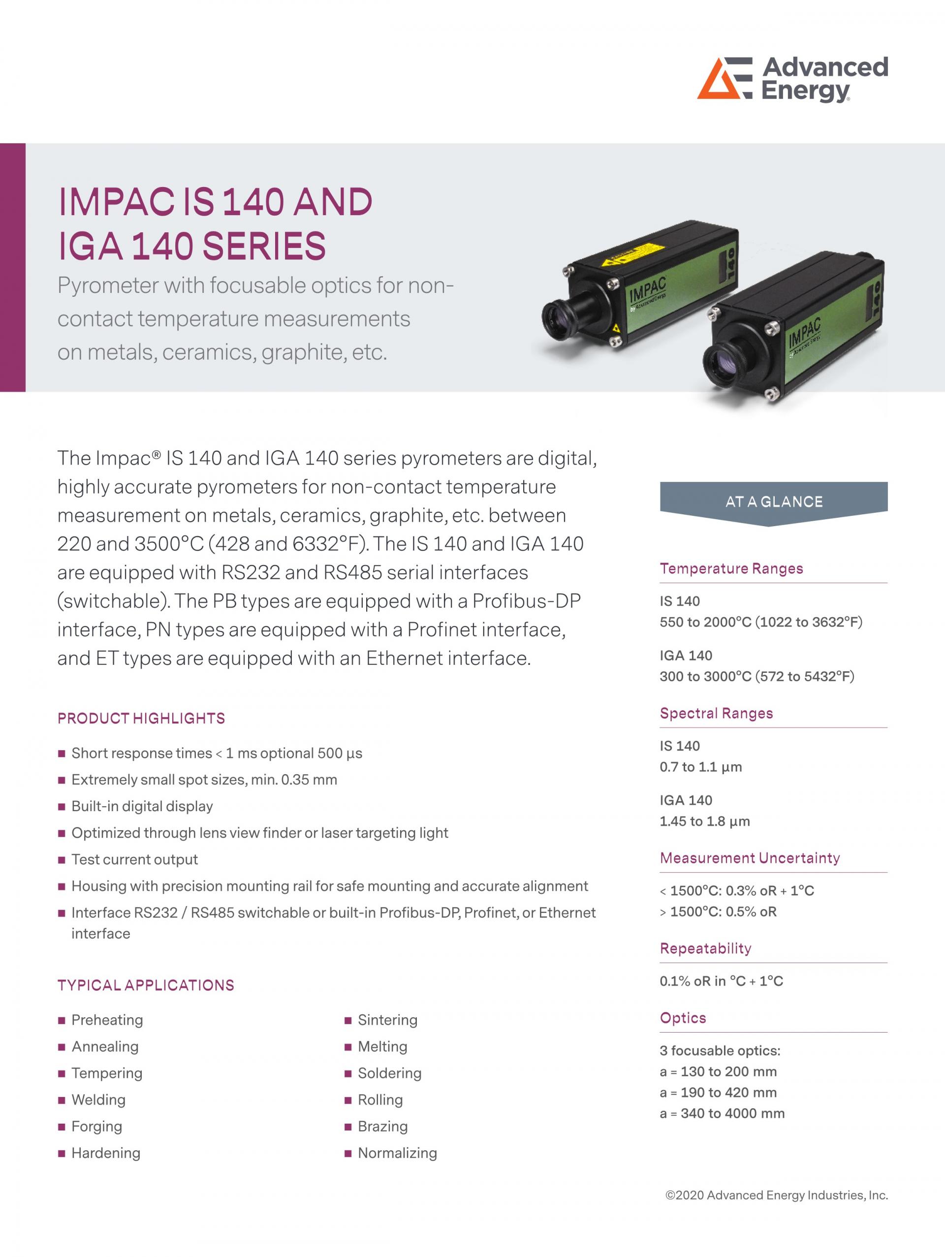 ADVANCED ENERGY 어드밴스드 에너지 IS140 고온계 ☆ 가격문의
