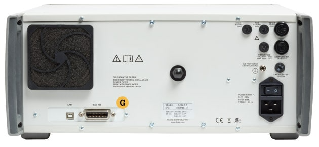 Fluke 5322A Electrical Calibrator Rear View with Callouts Fluke 5322A Electrical Calibrator Rear View with Callouts