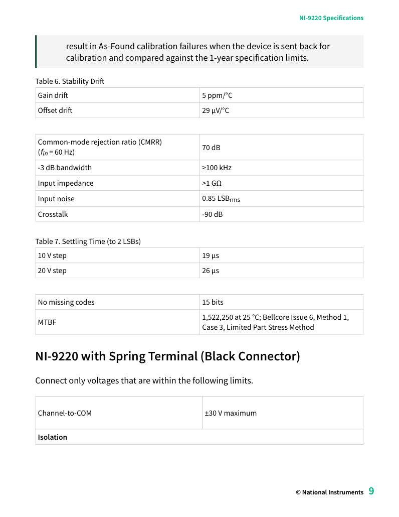 NI-9220 사양서 9쪽