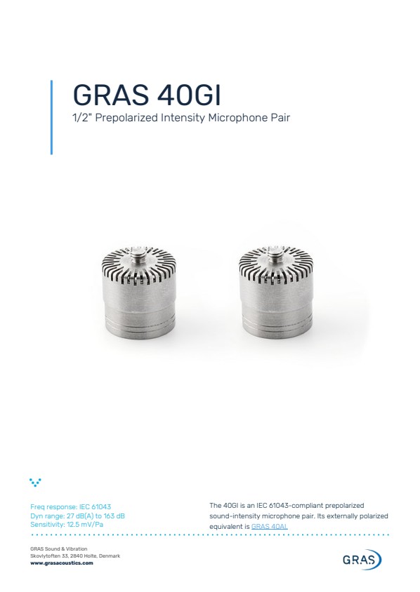 GRAS 40GI 1/2 프리폴라라이즈드 강도 마이크 페어