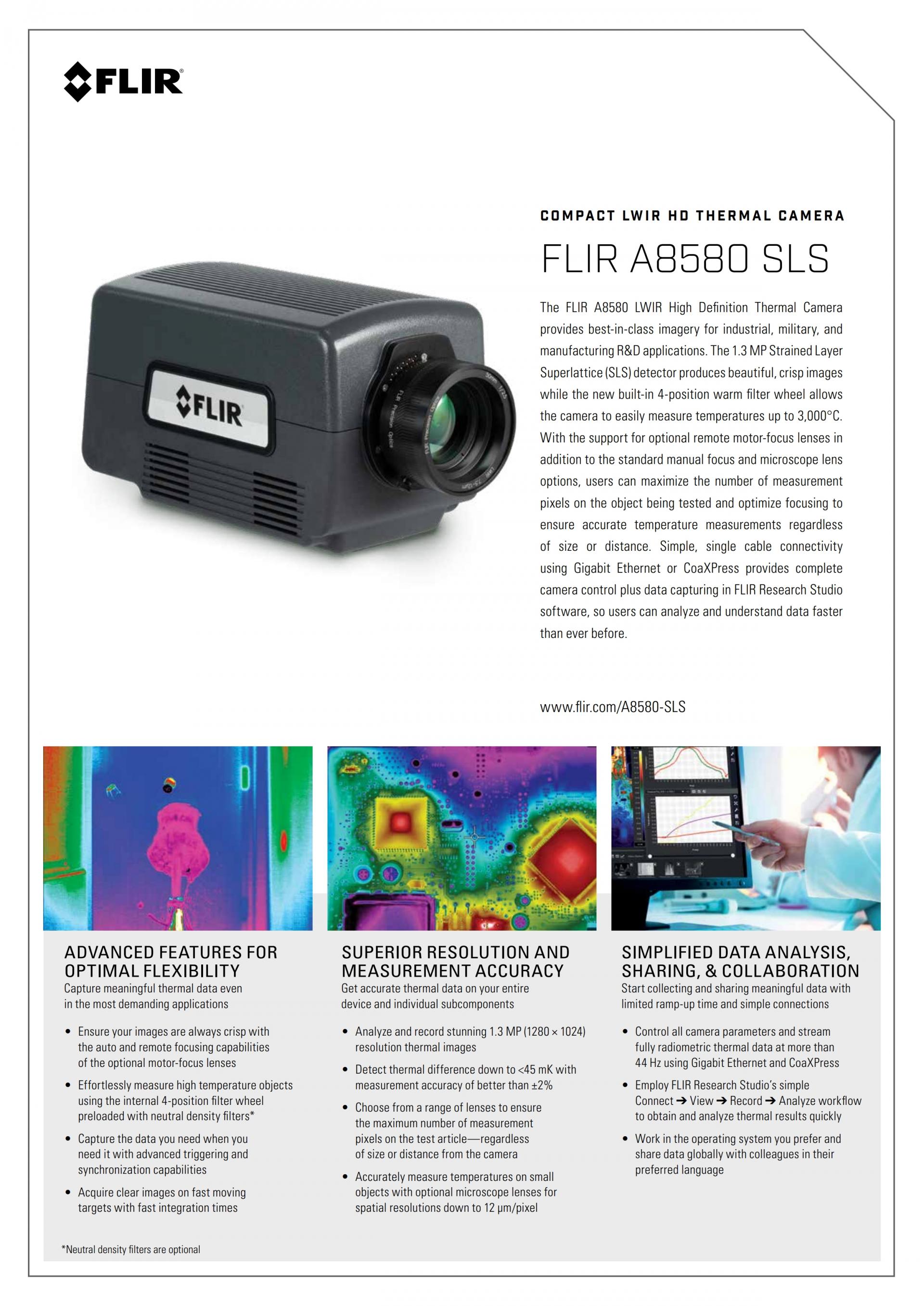 FLIR A8580 SLS 컴팩트 LWIR HD 열화상 카메라