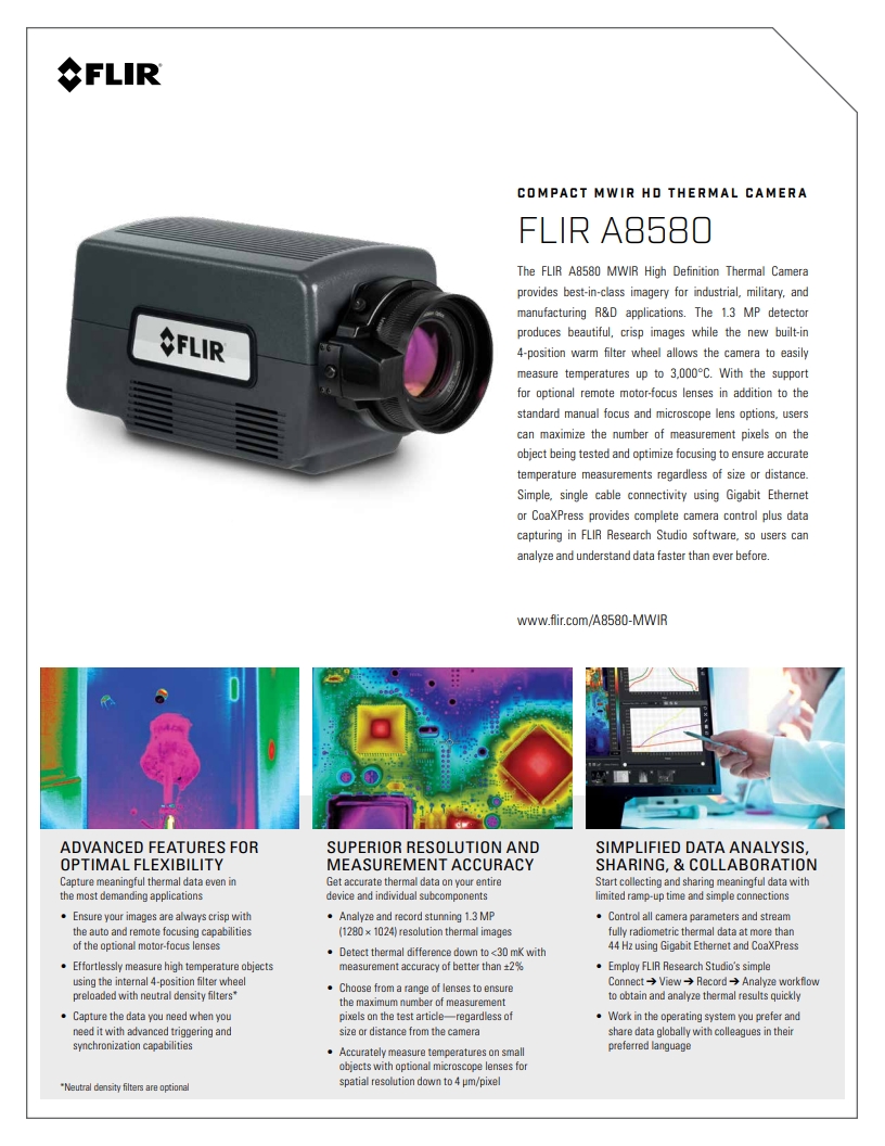 FLIR A8580 MWIR 컴팩트 HD 열화상 카메라
