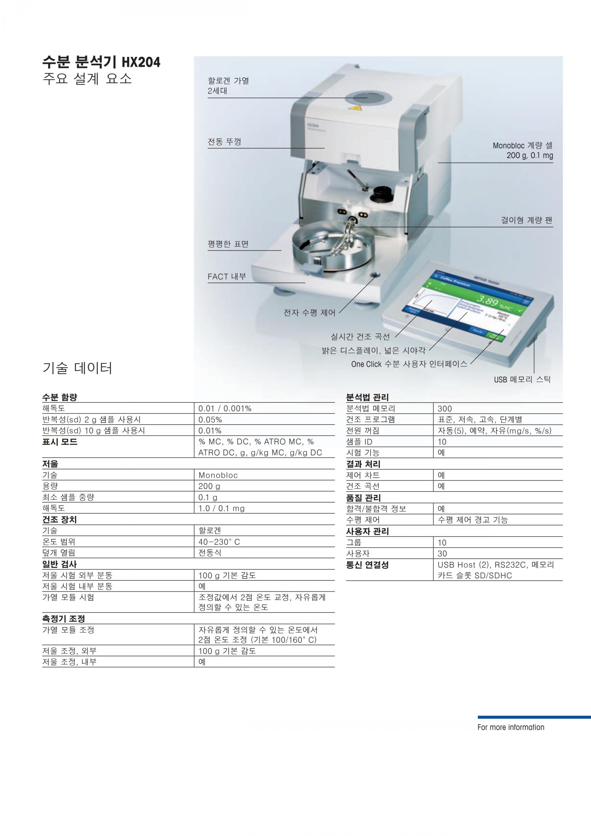 METTLER TOLEDO HX204 할로겐 수분측정기