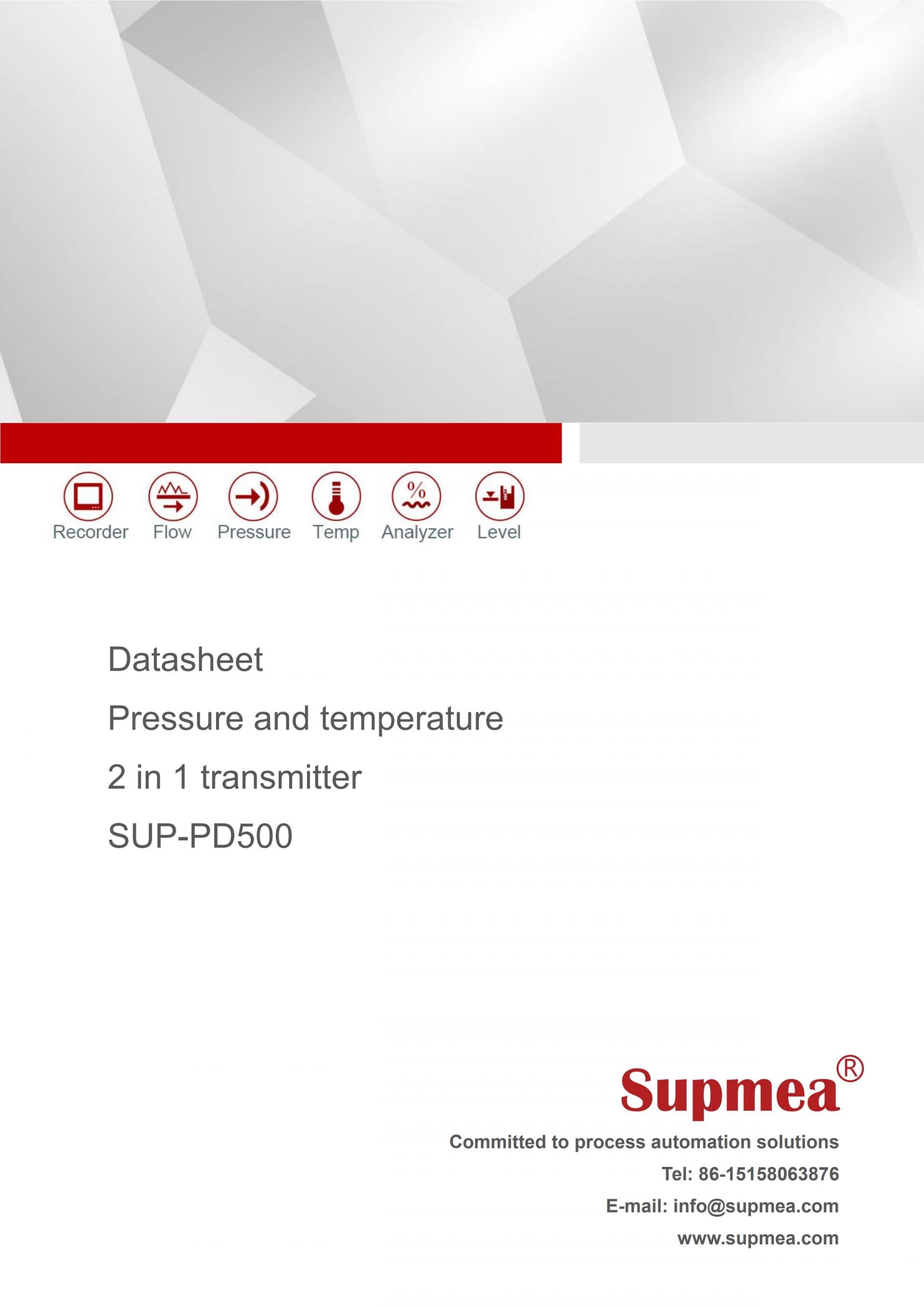 SUPMEA SUP-PD500 압력 및 온도 트랜스미터