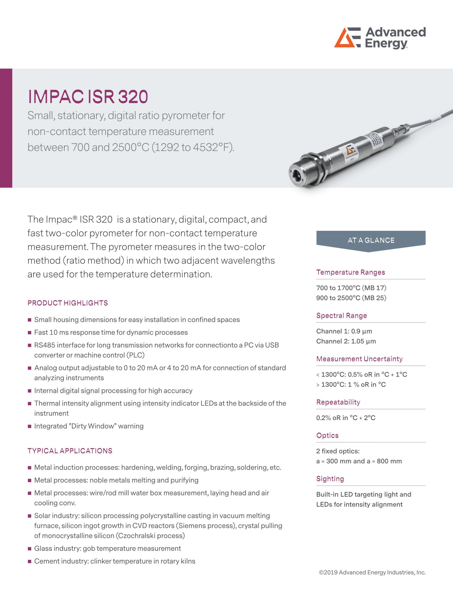 ADVANCED ENERGY 어드밴스드 에너지 ISR 320 고온계 ☆ 가격문의