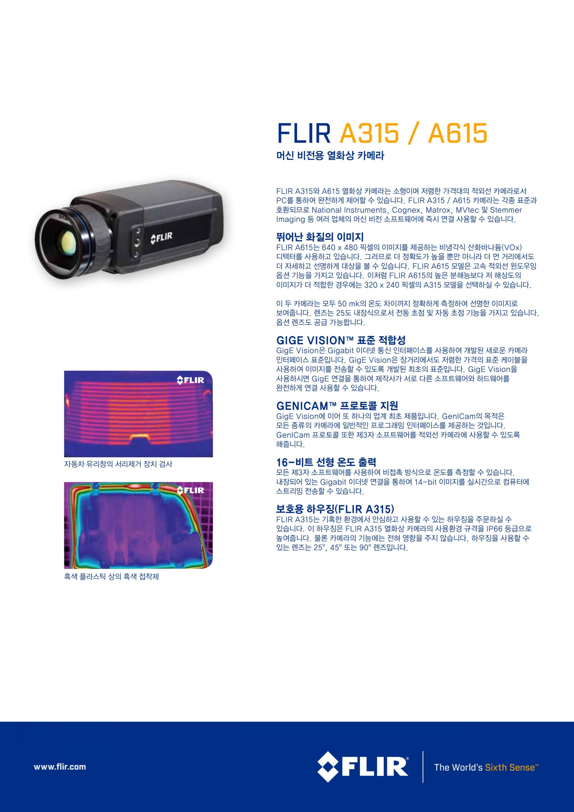 FLIR A315 적외선 온도 센서와 GigE(모터 포커스)