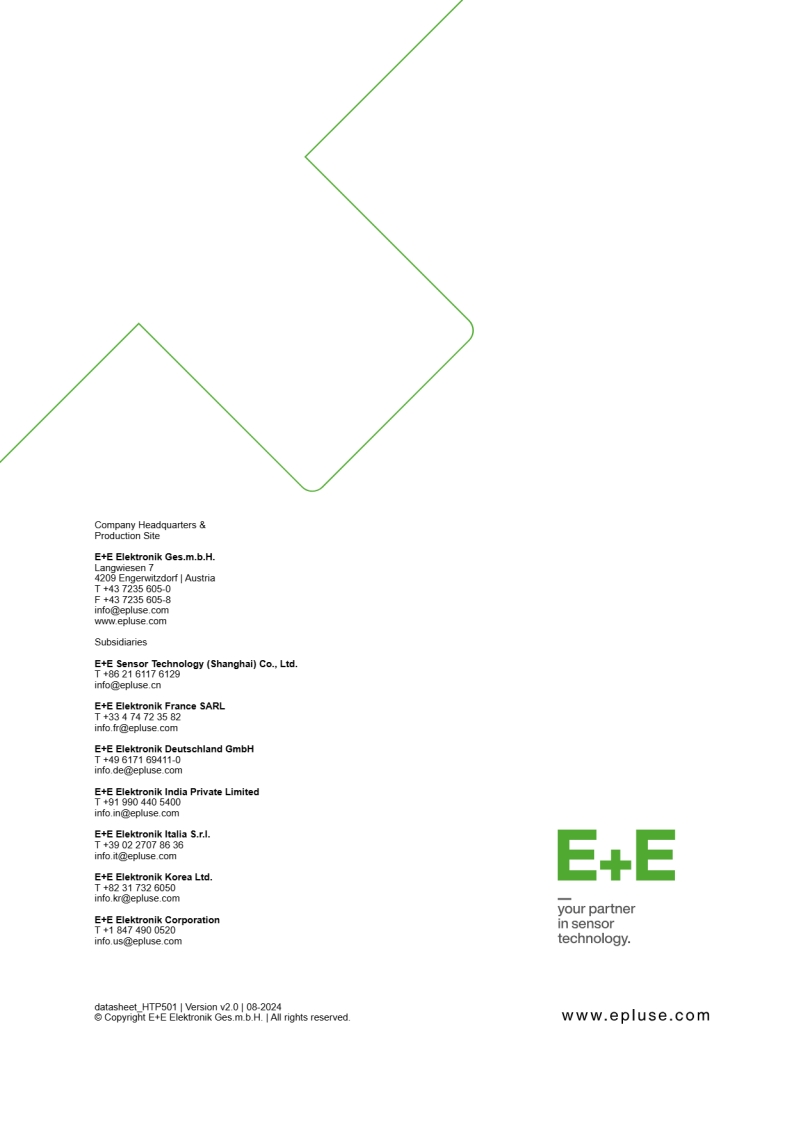 E+E HTP501 디지털 습도 및 온도 프로브 최대 120°C