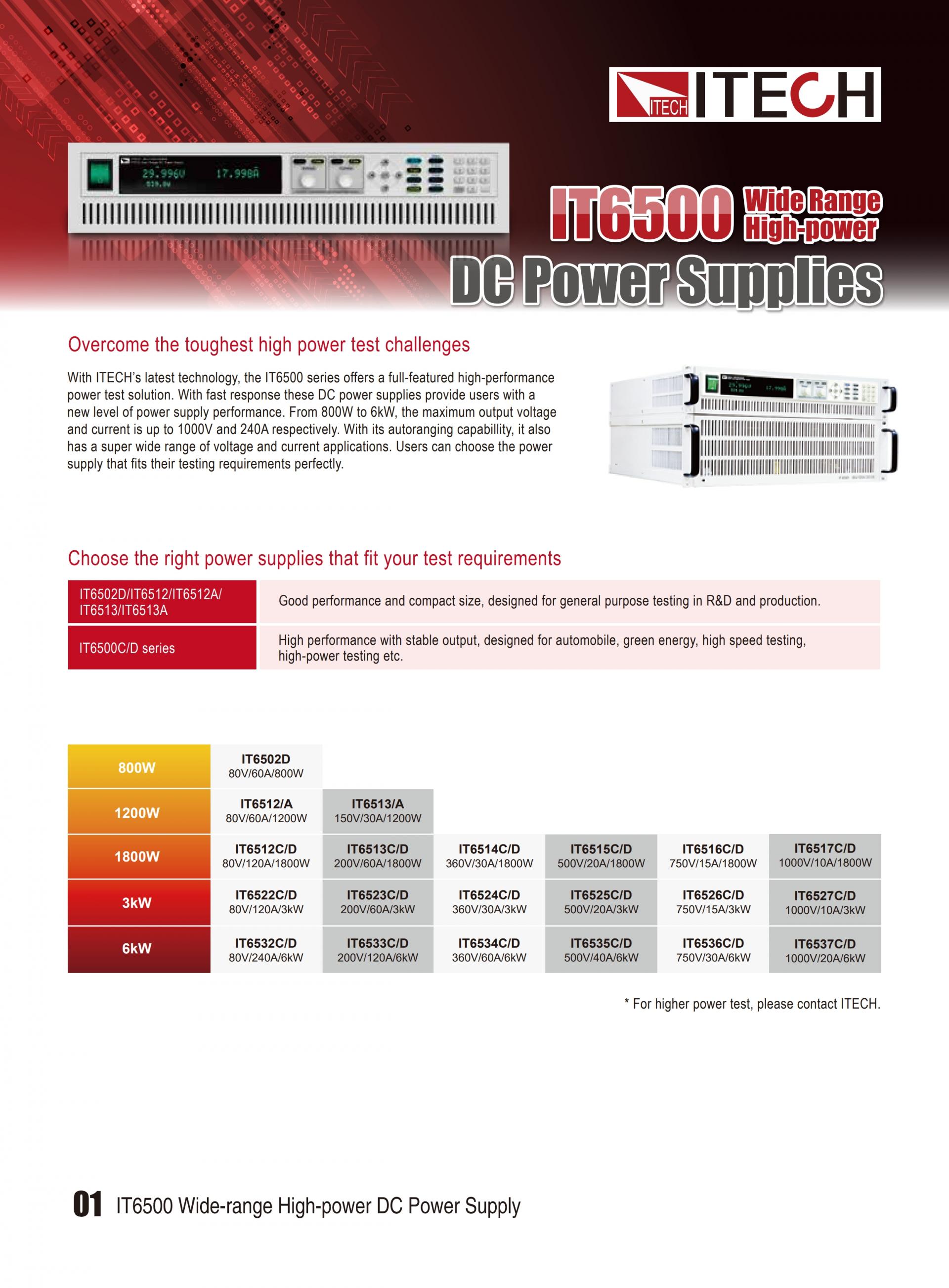 ITECH IT6500 고정밀 대용량 파워 (800~6000W)