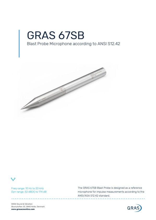 GRAS 67SB ANSI S12.42 기준 폭발 탐지 마이크