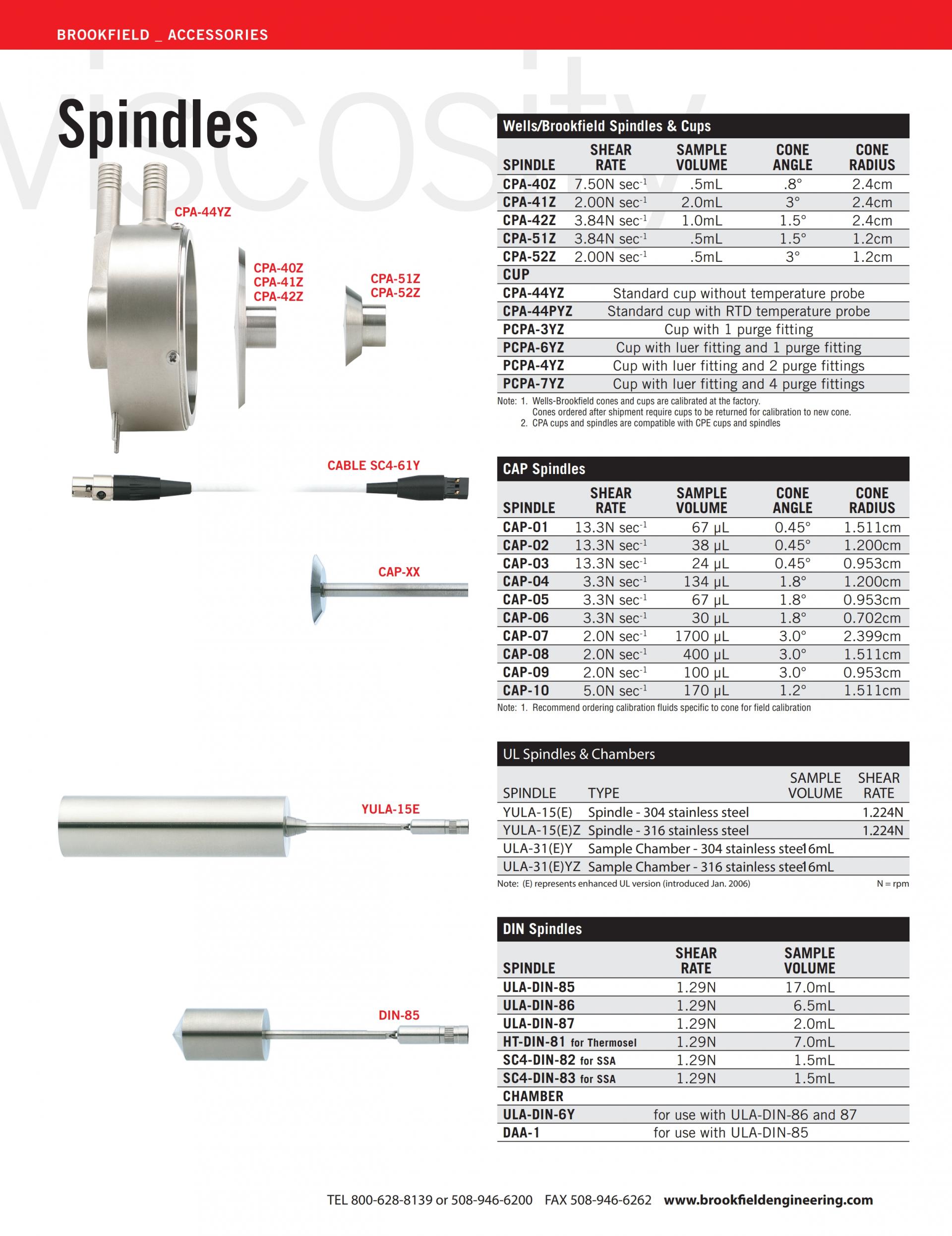 BROOKFIELD SPINDLES