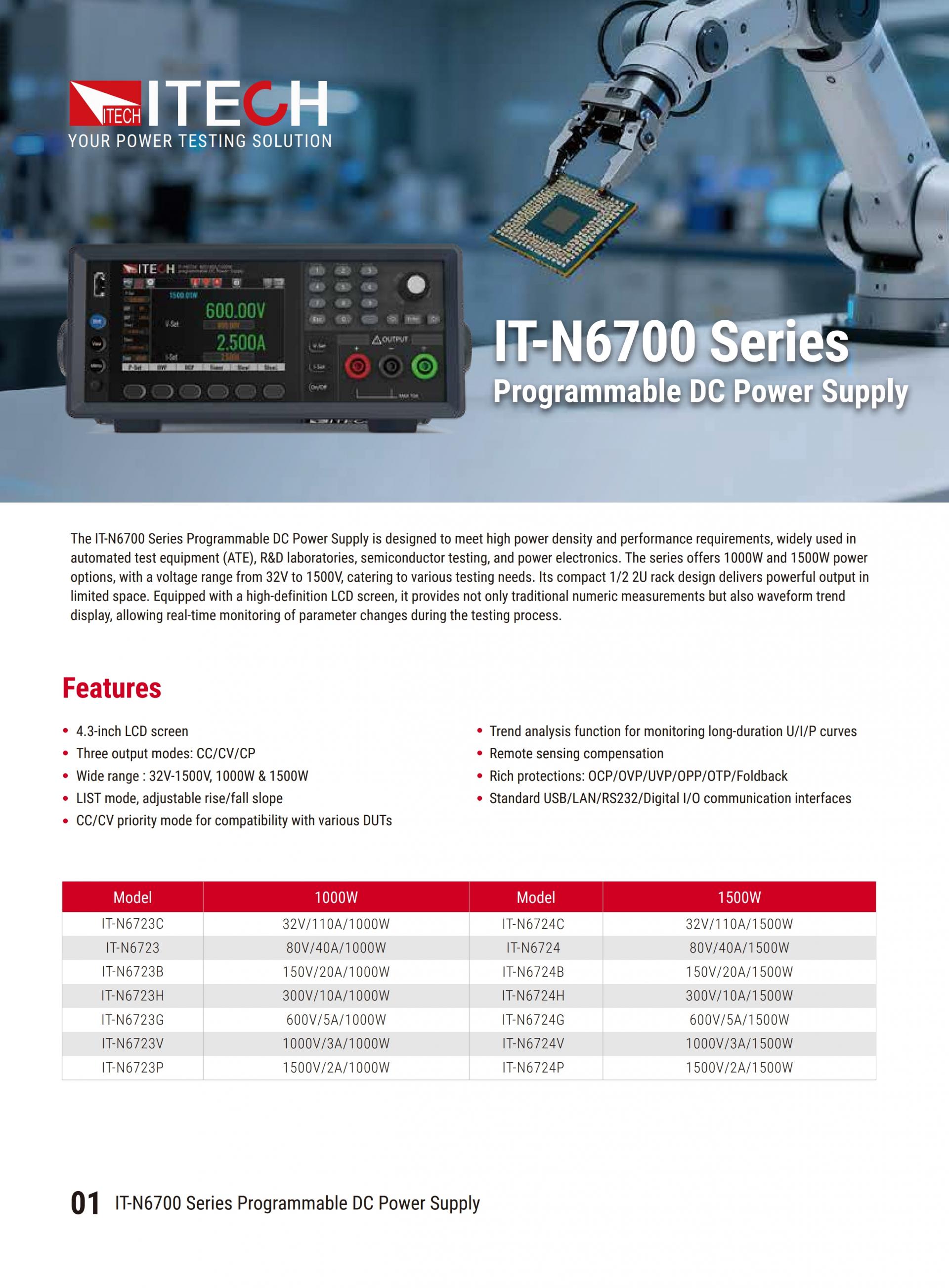 ITECH IT-N6700 와이드레인지 프로그래머블 DC 파워서플라이 (32V-1500V, 1000W/1500W)
