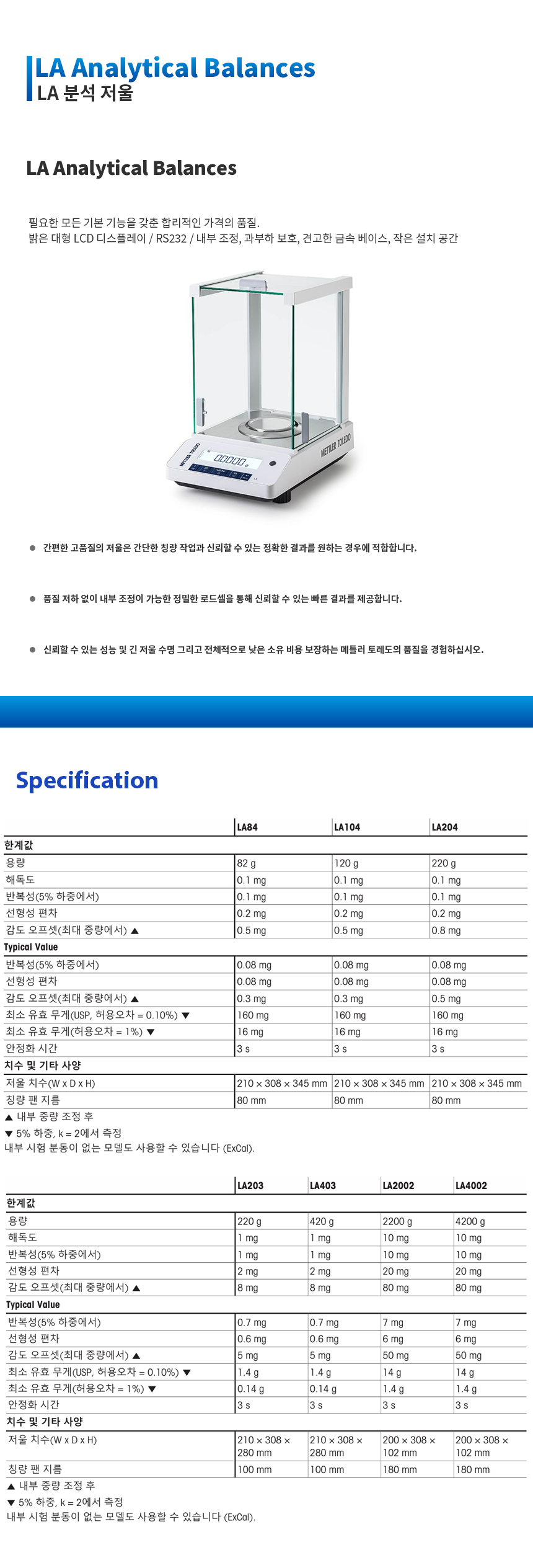 METTLER TOLEDE LA 정밀저울
