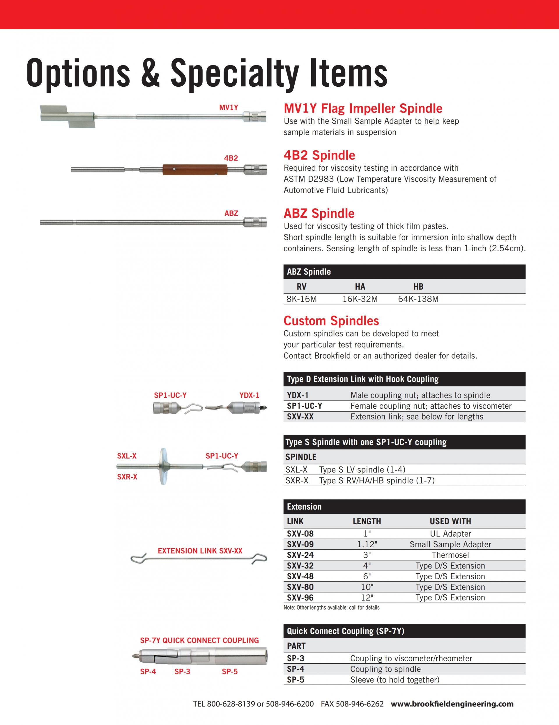 BROOKFIELD SPINDLES